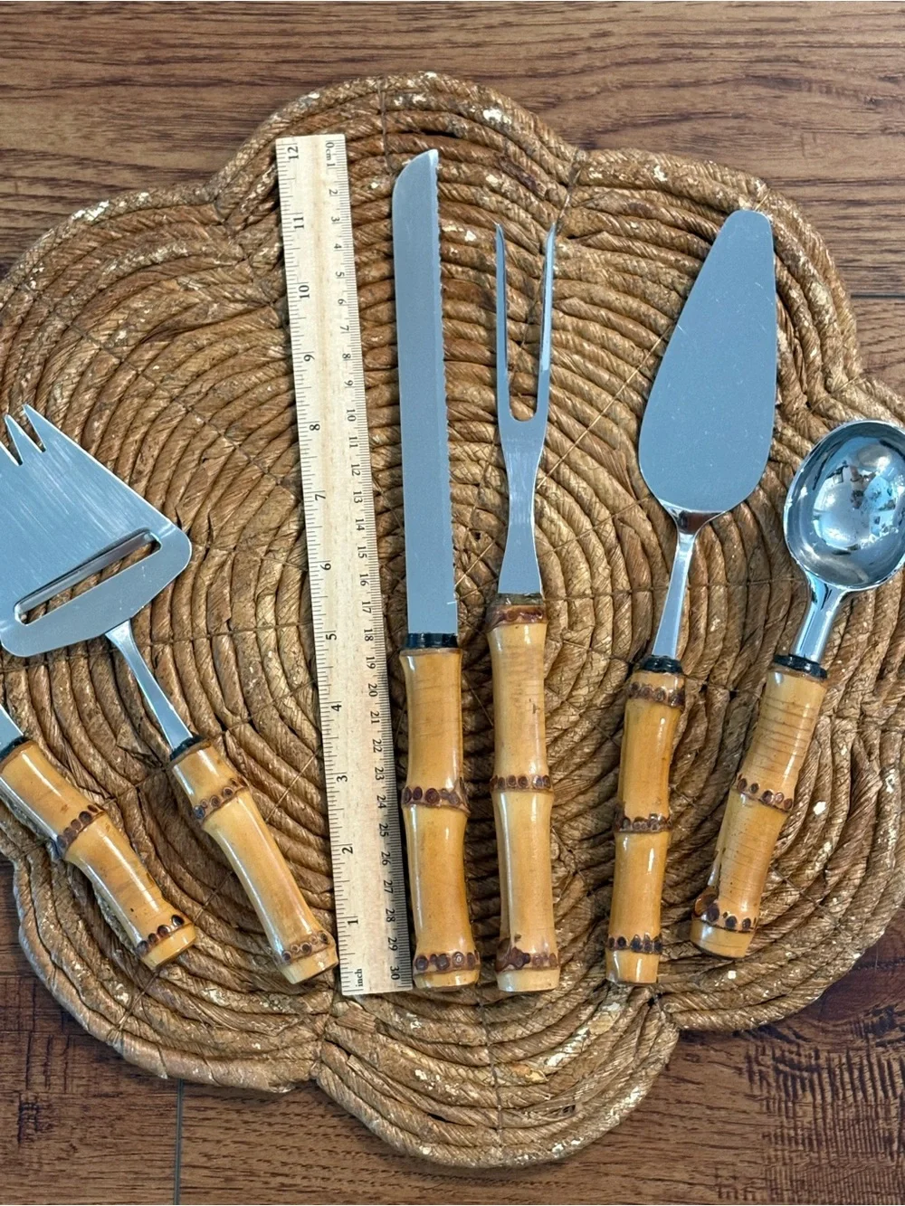 Vintage Bamboo Handle 6 Pc Kitchen Set Tramontina Inox Brasil Eberle